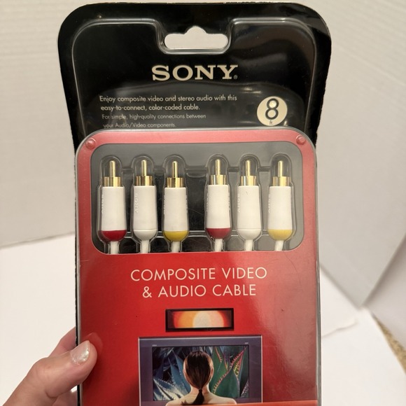 NEW Sony Composite Video & Audio Cables 8ft VMC-824T Double Shielded Gold Plated - Picture 1 of 7
